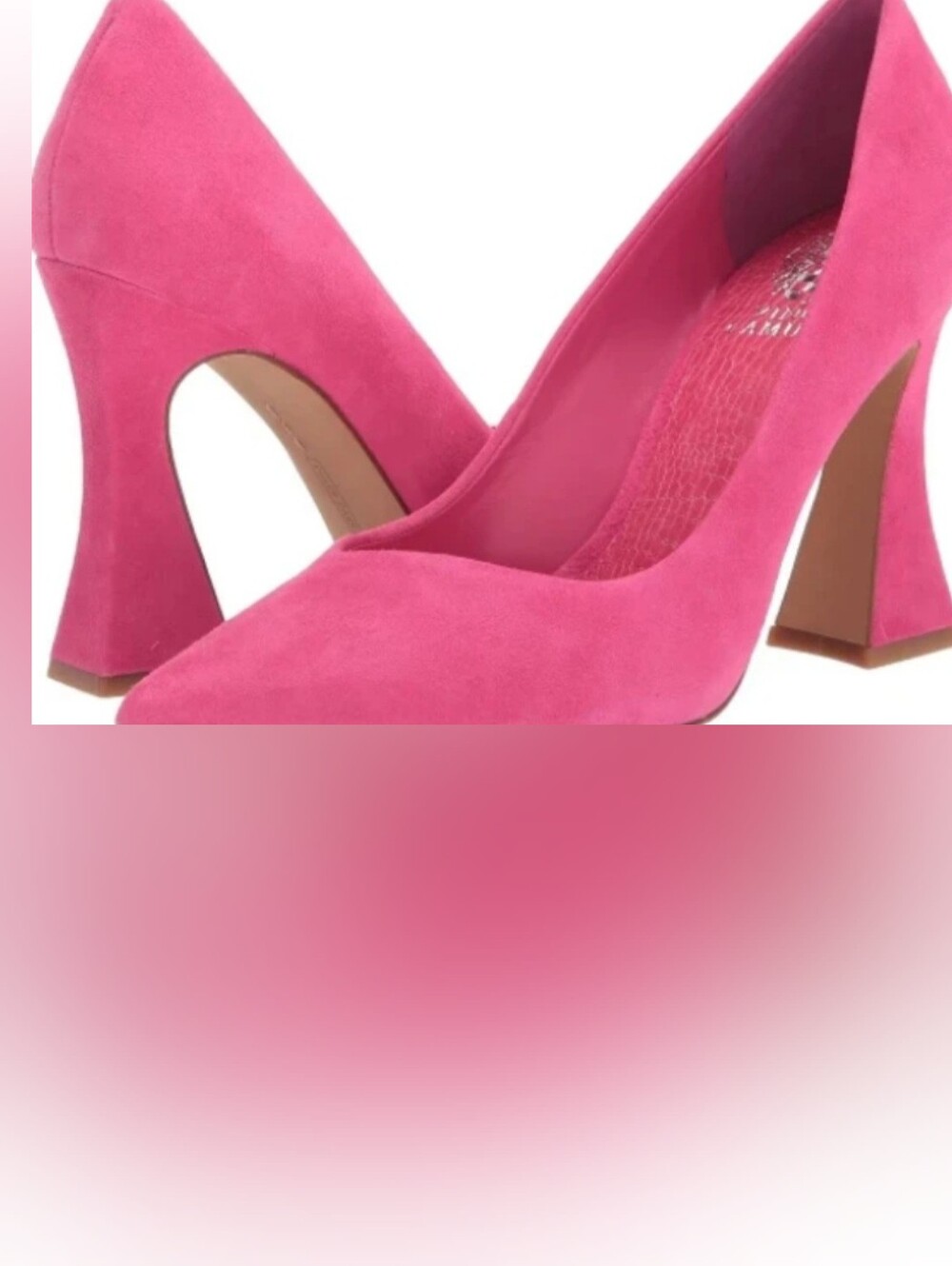 Vince Camuto Hot Pink Suede Flared Block Heel Pumps